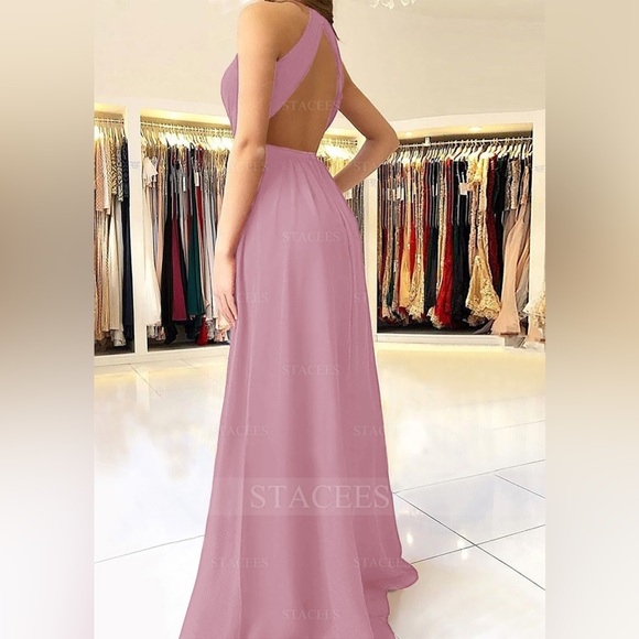 Chiffon Bridesmaid Dress in Mauve - Picture 2 of 3